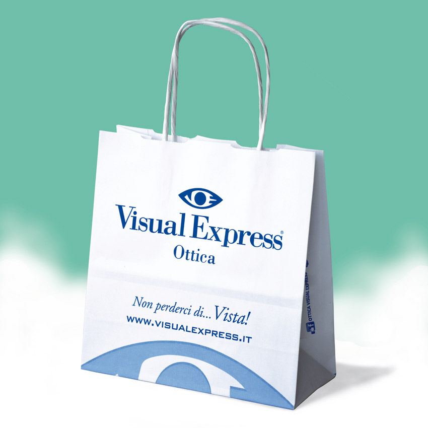 Realizzazione VISUAL EXPRESS ECO - buste in carta economiche manici in carta ritorta